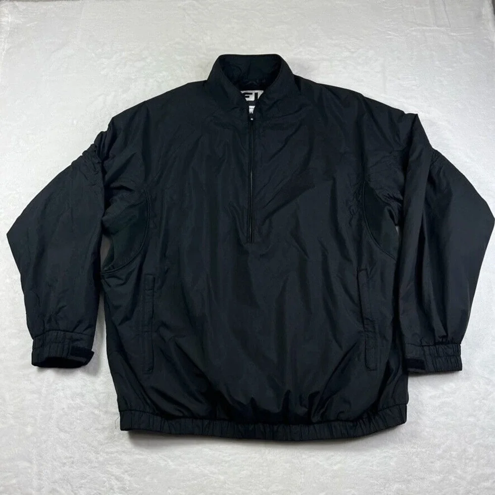 FootJoy FJ Men's Windbreaker Jacket Golf XL Long Sleeve Pullover Black‎ *READ*